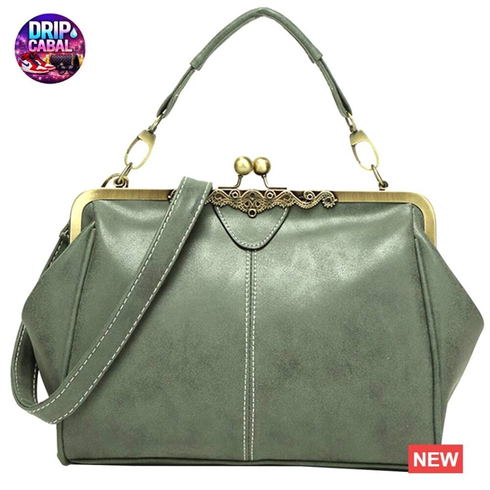 Vintage Retro Kiss Lock Crossbody Purse Messenger Bag Tote Elegant